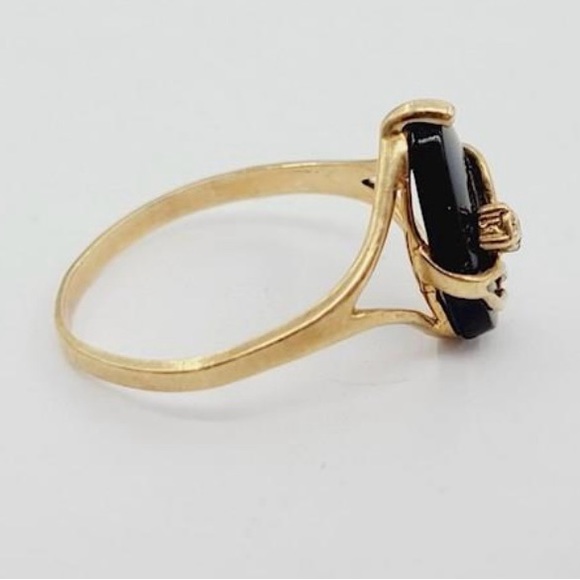 VINTAGE 10k Onyx Ring Size 6.5 - Picture 2 of 5